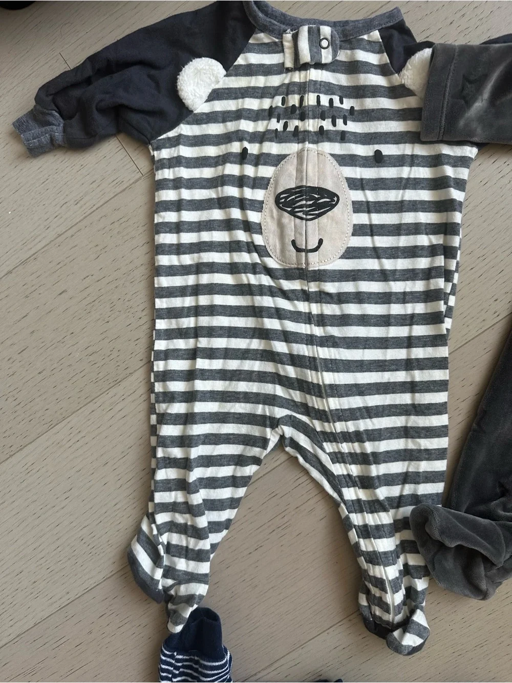 Gerber Gray, Navy & Charcoal Baby Footie Set - 3 Pack